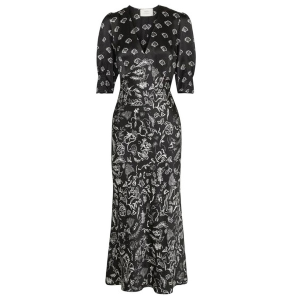 RIXO Black and White Floral Maxi Dress